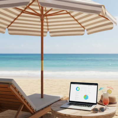 Dirigeant travaille pendant que son site internet est géré automatiquement