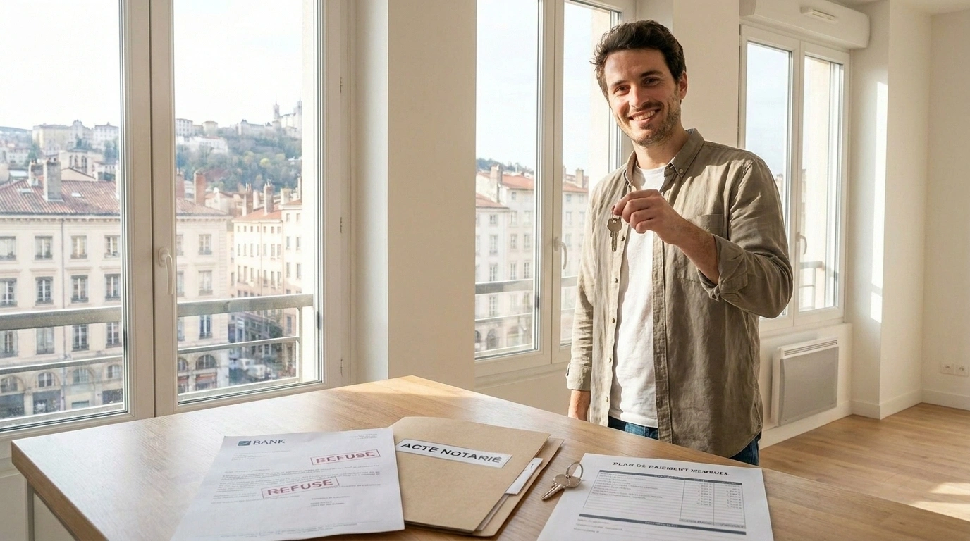 Primo-accédant devenant propriétaires sans crédit bancaire grâce à la vente à terme libre.